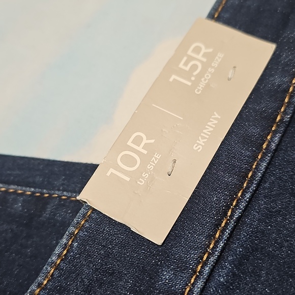 Chico's Deep Indigo Skinny High Waisted Jeans Size 10 New - Picture 5 of 6